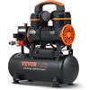 VEVOR Compressore d'Aria 8L Portatile Senza Olio Motore 900W Velocità 2800 giri/min per Aerografo Inchiodatura, Compressore d'Aria a Secco Portatile Rumore 70dB 2 Silenziatori Temperatura -50℃ - 40℃