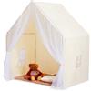 VEVOR Tenda da Gioco per Bambini 1340 x 920 x 1530 mm Tenda per Bambini da 1 a 5 Anni, con Tappetino e Lampada da Tenda, con Finestre per Interni ed Esterni, Tenda Yurta per Ragazzi Ragazze, Beige