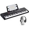 VEVOR Pianoforte Digitale con Tastiera, 61 Tasti, Set Pianoforte con Tastiera Elettrica Portatile, 200 Toni, 200 Ritmi, 60 Brani Demo, Altoparlanti Incorporati, Cuffie, Microfono, per Principianti