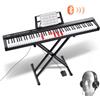 VEVOR Tastiera Pianoforte Digitale, 88 Tasti Semi-pesati, Set Tastiera Elettrica con Supporto Regolabile, Altoparlanti Incorporati, Pedale Sustain, Cuffie, Bluetooth MIDI USB, per Principianti