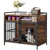 VEVOR Gabbia per Cani 104 x 59 x 91cm Moderna Gabbia per Cane in Legno Tavolino Portaoggetti Uso Interno Doppia Porta Vassoio Facile Montaggio per Cani Capacità Max.136kg, Gabbia Cani Marrone Rustico
