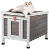 VEVOR Cuccia per Gatti da Esterno, 513x420x420 mm, Cuccia per Gatti in Legno, Resistente alle Intemperie, con Tetto Superiore Aperto, Porta in PVC, Cuccia per Rifugio per Gatti Animali Casa Rifugio