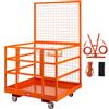 VEVOR Piattaforma Cestello di Sicurezza in Acciaio 114,3 x 109,2 x 203,2 cm Capacità Carico Max. 635kg, Cesta per Muletto con Piattaforma di Lavoro Portapersone Uso Industriale in Acciaio con Ruote