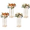 VEVOR Portafiori Cubico Colonna 4 Pezzi Matrimonio Vaso Fiori in Metallo Dorato Centrotavola per Matrimonio Altezza circa 60 cm, Espositore per Fiori per Eventi Nozze Decorazione di Feste Matrimonio