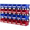 VEVOR Set di Scatole Impilabili Plastiche Portaoggetti da Muro Contenitore Impilabile 24 Pezzi Blu/Rosso da Officina Garage, Scatole Impilabili Cassette Portaoggetti in Plastica 24 Pezzi 137x105x78mm