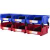 VEVOR Set di Scatole Impilabili Plastiche Portaoggetti da Muro Contenitore Impilabile 6 Pezzi Blu/Rosso da Officina Garage, Scatole Impilabili Cassette Portaoggetti in Plastica 6 Pezzi 276x279x128 mm