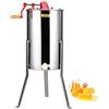 VEVOR Estrattore di Miele Manuale in Acciaio Inox, 3 Favi, Smielatore Centrifuga per Apicoltura, Coperchio Trasparente, Altezza Regolabile 100-108 cm