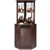 VEVOR Mobile Bar Industriale ad Angolo, Tavolo da Vino per Liquori e Bicchieri, Credenza Buffet con Porta Bicchieri, Mobile Bar Indipendente in Legno per Soggiorno, Bar di Casa, Noce Nera