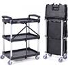 VEVOR Carrello di Servizio 65x39x83cm Carrello a Mano Multiuso 3 Ripiani Capacità Totale 74,8kg, Carrello a Portata con Ruote Girevoli 360° 2 Ruote con Freni, Carrello Portaoggetti da Garage Giardino