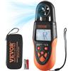 VEVOR Anemometro Portatile da -10-60℃ Misuratore di Velocità del Vento Temperatura Flusso d'Aria, Misuratore di Velocità del Vento Digitale con Display Retroilluminato LED Portatile, Anemometro Vento
