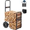 VEVOR Carrello Portalegna con Ruote Carrello per Trasporto di Legna Capacità Carico Max. 113,4kg, Carrello per Legna da Ardere con Ruote Trasporto & Riserva, Carrello Porta Legna in Acciaio con Ruote