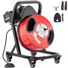 VEVOR Sbloccatubi Elettrico 15m x 1,27cm Macchina per Pulizia dei Tubi Scovolino Manuale con Ruote con 4 Taglierine, Azionamento Pneumatico a Pedale per Tubi da 5-10 cm, Macchina per Pulizia Tubi