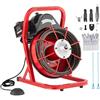 VEVOR Macchina per Pulizia Scarichi 50 Piedi x 3/8 Pollici, Trivella Fognatura Alimentazione Manuale, Macchina Pulizia Scarichi Elettrica 250W 4 Taglierine Interruttore a Pedale Aria Compressa
