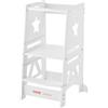 VEVOR Sgabello Bambini Carico max. 158kg Scaletta d'Apprendimento in Bambù, Rete di Sicurezza a 3 Altezze, Scaletta Torre Alzabimbo 844 x 553 x 482 mm da Cameretta Cucina Bagno Soggiorno Bimbi Bianco
