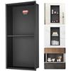 VEVOR Nicchia da Incasso per Bagno 33,02 x 63,5 cm, Nicchia Doccia a Parete Doppio Ripiano in Acciaio Inox 304 Sigillato, Nicchia da Incasso da Muro in Acciaio Inox per Riporre Sapone da Bagno, Nero