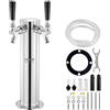 VEVOR Dispenser a torre per birra alla spina con doppio rubinetto, Torre per birra in fusti in acciaio inox, Kit spillatore birra artigianale rubinetti a chiusura automatica per feste, bar