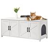 VEVOR Copertura per Lettiera per 2 Gatti, Copri Toilette per Gatti con Camere Doppie, Armadietto in Legno per Nascondere Lettiere per 2 Gatti, Mobiletto da Soggiorno 1,19 x 0,46 x 0,5 m, Bianco