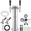 VEVOR Kit Spillatore per Birra a Doppio Rubinetto, Dispenser Torre Birra per Fusti in Acciaio Inox con Regolatore W21.8 Doppio Manometro Accoppiatore Fusti S-System, Vassoio Gocciolamento