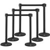 VEVOR Pali con Cintura per Controllo della Folla φ345x930mm, Barriere di Controllo della Folla 6 Pezzi, Pali con Cintura Retrattile 2000x48mm Nera, Divisorio Linea Folla per Evento
