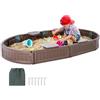 VEVOR Sabbiera con Coperchio 1830 x 1055 x 230 mm Sabbiera Ovale in HDPE con 4 Posti a Sedere ad Angolo e Rivestimento del Fondo, Sabbiera per Bambini 3-12 Anni, Cortile all'Aperto, Spiaggia, Marrone