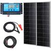 VEVOR Kit Pannello Solare Monocristallino 100Wx2 Pezzi con Regolatore di Carica, Modulo Fotovoltaico Monocristallino Impermeabile IP68 per Casa, Camper, Barca, Off-Grid, Set di 2 Pannelli Fotovoltaici