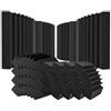 VEVOR Pannelli Acustici in Schiuma, 4 Pezzi 420 x 160 x 300 mm, Pannelli Acustici Adesivi ad Alta Densità, Pannello Acustico, Pannello Fonoassorbente per Pareti e Soffitti di Studi, Nero