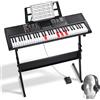 VEVOR Pianoforte Digitale Tastiera, 61 Tasti, Pianoforte Elettrico Portatile, Supporto, 600 Toni, 500 Ritmi, Altoparlanti Incorporati, Pedale Sustain, Cuffie, Microfono, USB MIDI, per Principianti