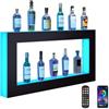 VEVOR Scaffale Rettangolare per Vino da Bar, Scaffale da Bar Illuminato a LED Telecomando RF Controllo App, Mensola a Cornice Portabottiglie da Bar Illuminazione per Bevande 2 Ripiani 1210x600x114mm