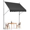 VEVOR Tenda da Terra Retrattile 250 x 120 cm Tenda Manuale con Manovella, Altezza Regolabile 218-310 cm Tenda da Sole per Balcone Esterno Resistente ai Raggi UV, per Terrazza/Balcone/Cortile, Nero