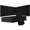 VEVOR Pannelli Acustici in Schiuma, Piramidali Adesivi per Pareti, Pannelli Fonoassorbenti Acustici, Pannelli Acustici per Pareti e Soffitti, 4 Pezzi, 1200 x 600 x 50 mm, Nero
