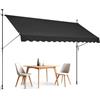 VEVOR Tenda da Terra Retrattile 350 x 120 cm Tenda Manuale con Manovella, Altezza Regolabile 218-310 cm Tenda da Sole per Balcone Esterno Resistente ai Raggi UV, per Terrazza/Balcone/Cortile, Nero