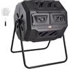 VEVOR Compostiera da Giardino Rotante 162,7L Doppia Camera, Compostiera Girevole a 360° in PP Senza BPA Portata max. 50 kg per Compostaggio Rifiuti Organici di Cucina per Giardinaggio Cortile Esterno