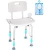 VEVOR Sedile per Doccia Schienale Altezza Regolabile 390-520mm, Sgabello per Doccia Carico max. 158,8kg, Sedia per Doccia in Alluminio PE, Sgabello da Bagno Doccia Antiscivolo Portata 158,8kg Bianco