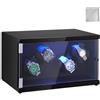 VEVOR Caricaorologi, Caricaorologi per 4 orologi automatici da uomo e da donna, con 2 motori giapponesi super silenziosi, luce LED blu e adattatore, guscio ad alta densità e PU nero