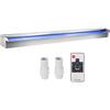 VEVOR Scarico a Cascata Piscina 90x11,5x8 cm in Acciaio Inox con Striscia LED Colorata, Connettore per Tubo Flessibile, Telecomando, Resistente alla Corrosione per Laghetto, Giardino Esterno