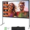VEVOR Supporto con Schermo di Proiezione Avvolgibile Manuale 100 Pollici 16:9 HD 4K Proiettore Antirughe Tela Ampio Montaggio a Parete Immagine Dettagliata per Home Theater Festa, Telo per Proiettore