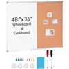 VEVOR Lavagna Bianca Bacheca in Sughero Bacheca con Telaio in Alluminio 90x120 cm, Lavagna Magnetica Cancellabile a Secco Montata a Parete, Scuola, Casa, Ufficio, Lavagna Bacheca Magnetica