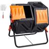 VEVOR Compostiera da Giardino Rotante 140L Doppia Camera, Compostiera Girevole a 360° in PP Senza BPA Portata max. 40 kg per Compostaggio Rifiuti Organici di Cucina per Giardinaggio Cortile Esterno
