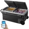 VEVOR Frigorifero per Auto, Congelatore Portatile Doppia Zona 95 L, 12 Volt, Gamma -20 ~ 20 ℃, Dispositivo Raffreddamento a Compressore 12/24 V CC 100-240 V CA per Campeggio Camper con Ruote Maniglia