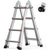 VEVOR Scala Telescopica A Frame 4000 mm Scala Estensibile Compatta in Alluminio, Carico di 149,7 kg Scala Pieghevole Portatile Multifunzione per Camper, per Compiti a Casa, Tetto Interno ed Esterno