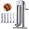 VEVOR Insaccatrice Manuale per Salsicce 7 L Macchina per Salsicce Verticale a Doppia Velocità, Realizzata in Acciaio Inossidabile 304 per Uso Alimentare, 5 Tubi di Ripieno, per Cucina, Ristorante