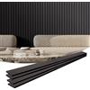 VEVOR Pannelli Acustici a Doghe in Legno 2400 x 200 mm Pannelli da Parete in Legno MDF con Accenti per Decorazione Pareti Interne, Pannelli da Parete in Finto Legno, Riduzione del Rumore, Quercia Nera