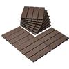 VEVOR Piastrelle per Terrazza ad Incastro in Legno Plastica, 10 Pezzi 300 x 300 x 20 mm 9,2 m², Impermeabili per Esterni Tutte Stagioni, per Portico, Bordo Piscina, Balcone, Cortile, Marrone Scuro
