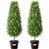 VEVOR Albero di Bosso Artificiale Topiario, 91,4 cm Altezza, 2 Pezzi, Alberi di Bosso Finti, Pianta Artificiale Verde con Foglie, Vaso, Decorazione, Set di Verde con Protezione UV per Arredamento