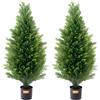 VEVOR Albero Topiario di Cedro Artificiale, Alto 91,4 cm Realistiche Piante in Vaso di Pino con Foglie Extra, Set di Verde Artificiale Protetto dai Raggi UV per Domestica di Interni Esterni (2 Pezzi)
