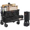 VEVOR Carro Pieghevole a Doppio Strato Capacità di Peso 350-450 Libbre, Carrello Portaoggetti in Tessuto Leggero Pieghevole con Rotelle, Trasportabile per Pesca Campeggio Shopping Giardino Picnic