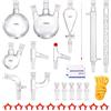 VEVOR Kit di distillazione da laboratorio, kit di distillazione 3.3 Boro con 24, 40 giunti, distillazione di oli essenziali da 1000 ml, set di attrezzature per vetreria da 29 pezzi