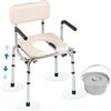 VEVOR Sedia da Toilette, Comodino da Comodino con Sedile Imbottito, Braccioli Ribaltabili, Altezza Regolabile, Secchio Rimovibile da 5,8 L Capacità di 158,8 kg Toilette Portatile per Adulti Anziani
