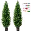VEVOR Albero Topiario di Cedro Artificiale, Alto 152,4 cm Realistiche Piante in Vaso di Pino con Foglie Extra, Set Verde Artificiale Protetto dai Raggi UV per Domestica di Interni Esterni (2 Pezzi)
