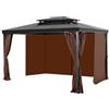 VEVOR Tende da Gazebo Impermeabili per Esterni, 284 x 284 x 211 cm, Tende per la Riservatezza con Parete Laterale a 4 Pannelli con Cerniere, Tende Parasole Universali, Solo Tende, Caffè
